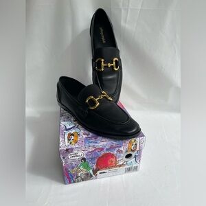 Jeffrey Campbell Black Loafers with Gold Bit Hardware – Women’s Size 9